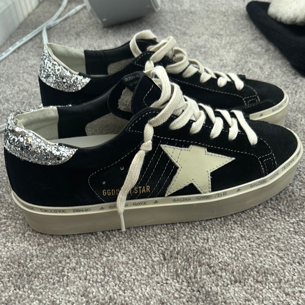Golden Goose Black and Silver Star Sneakers